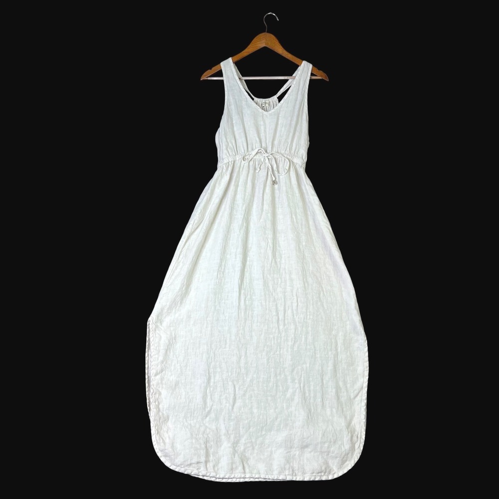Terzo Millennio 100% Linen Maxi Dress Size Large Made in Italy Womens White